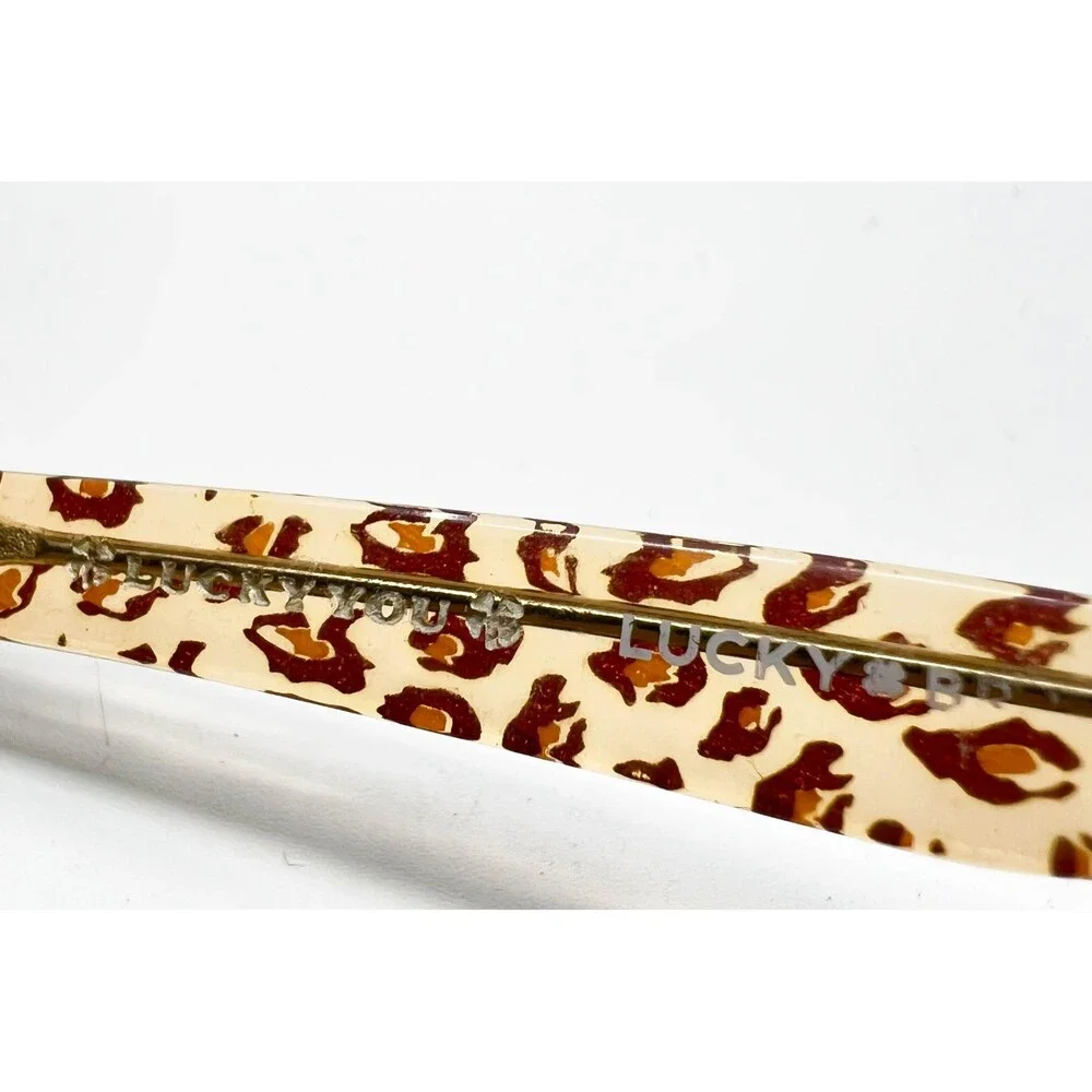 Lucky Brand Eyeglasses Womens Brown Leopard Print Cat Eye Frames 52-17-135